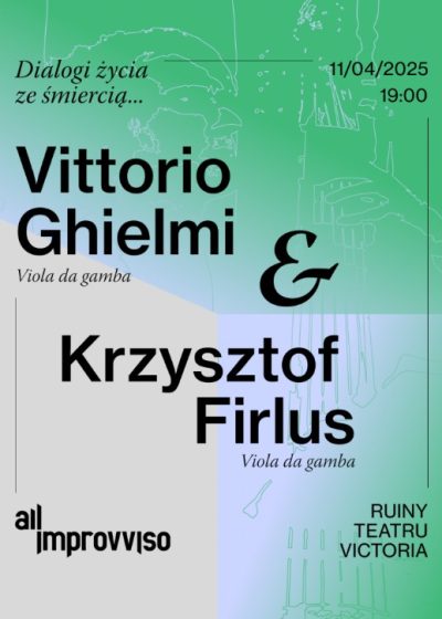 Grafika reklamowa. Zdjęcia dwóch muzyków oraz i informacje o koncercie.