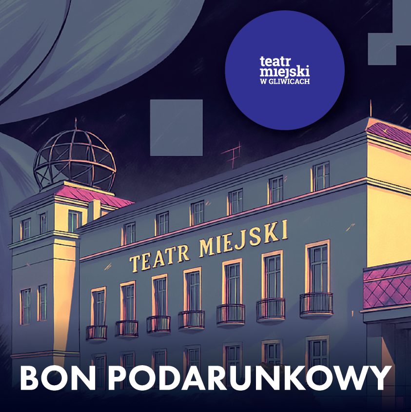komiksowy obraz budynku teatru na okładce bonu podarunkowego